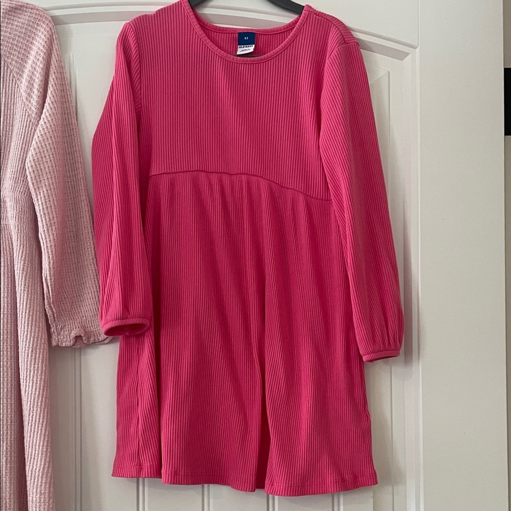 Old Navy Girls' Light Pink & Fuchsia Ribbed Long-Sleeve Dresses - Picture 6 of 13